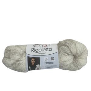 Red Heart Boutique Rigoletto Sequins Yarn-Cream 3101 8 yds Y2k Hat Yarn